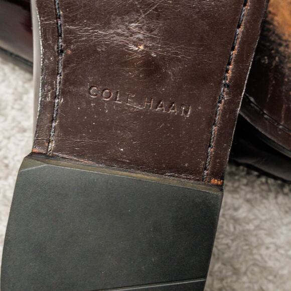 Cole Haan Burgundy Leather Tassel Loafers Slip On Shoes Mens Size 12 - Picture 11 of 16